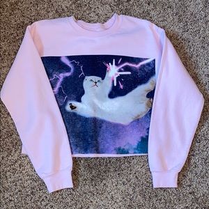 Pink Taylor Swift Cat Cropped Sweatshirt